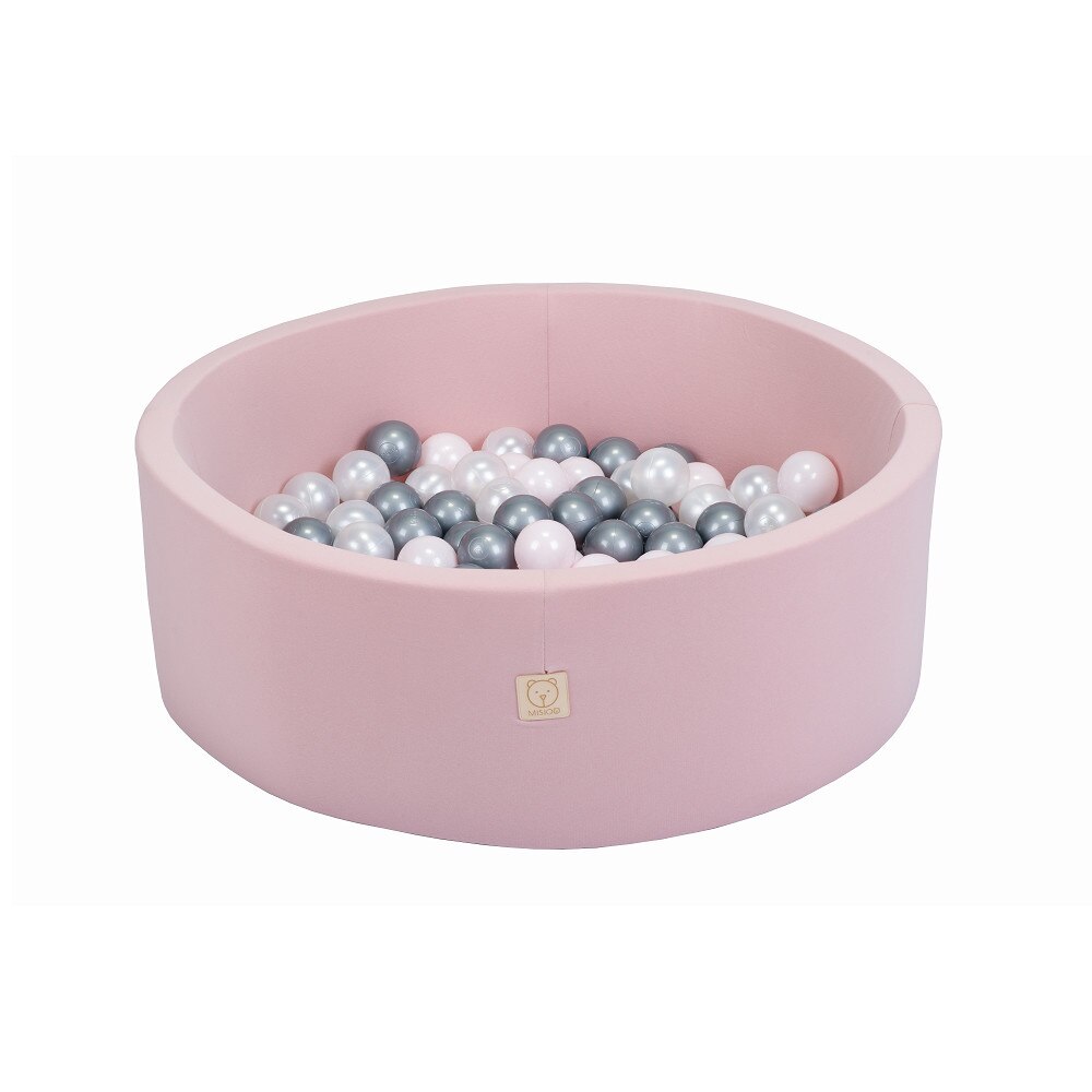 Spatiu de joaca din spuma pentru copii in forma de piscina cu 150 bile, roz, 90X30 cm