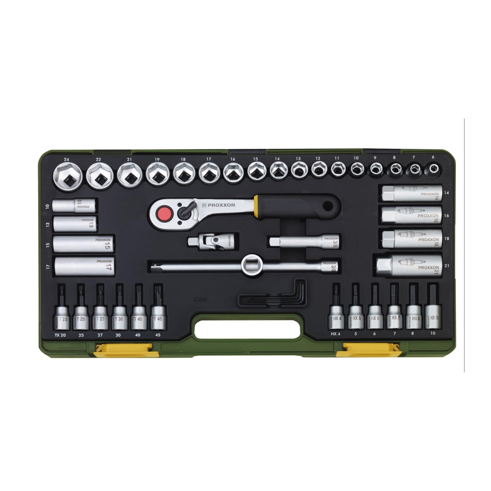 Capete chei tubulare, prindere 3/8, Proxxon, 47 piese