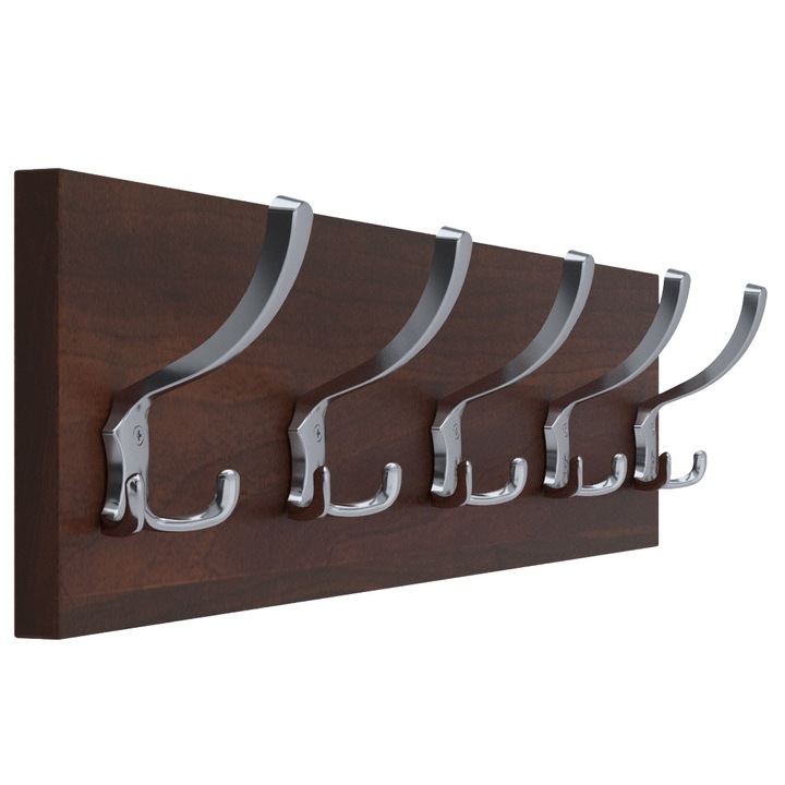 Cuier PICO, PVC, 15 x 70 cm, Crom/Maro nuc