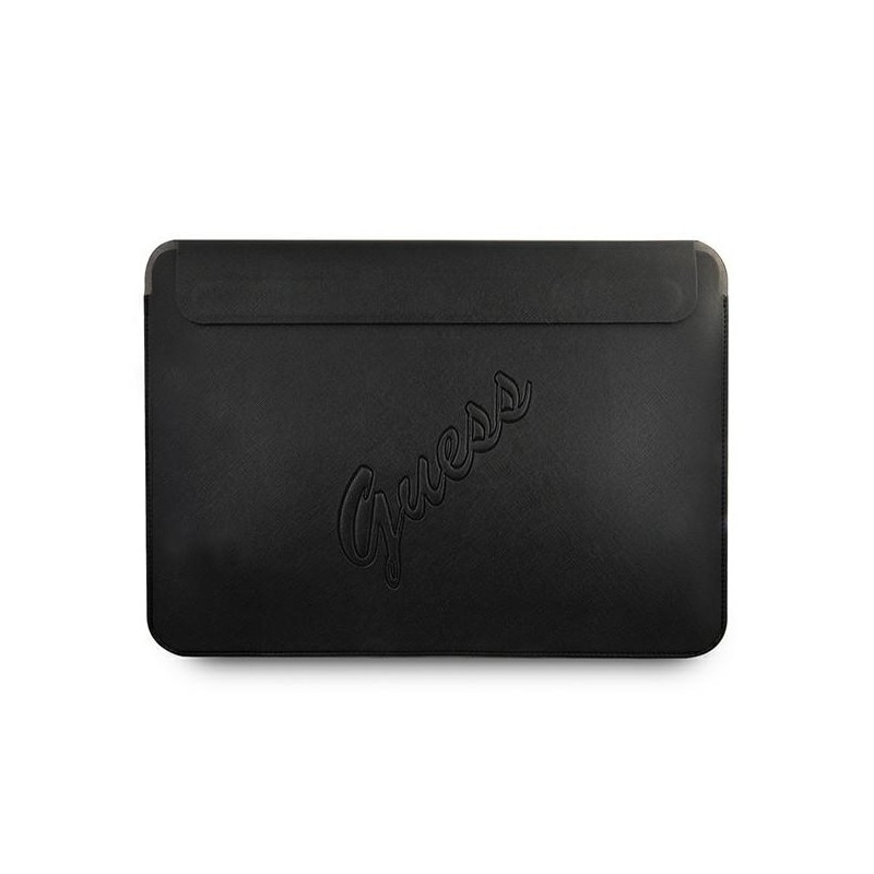 Husa Premium Guess Sleeve Saffiano Scrip Compatibila Cu Laptop / Macbook Pro / Air 13inch, Negru