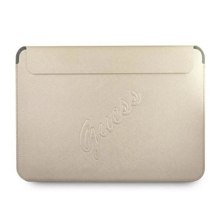 Husa Guess Saffiano Script compatibila cu laptop 13 inch Gold