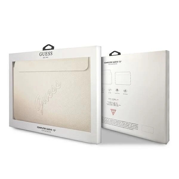 Husa Guess Saffiano Script compatibila cu laptop 13 inch Gold
