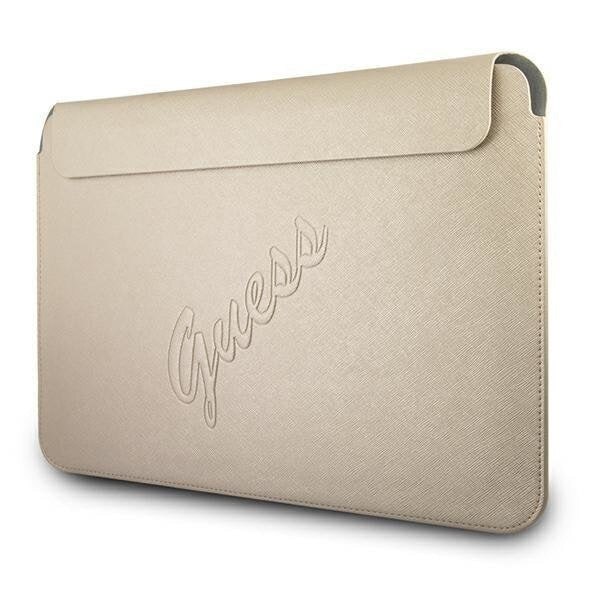 Husa Guess Saffiano Script compatibila cu laptop 13 inch Gold