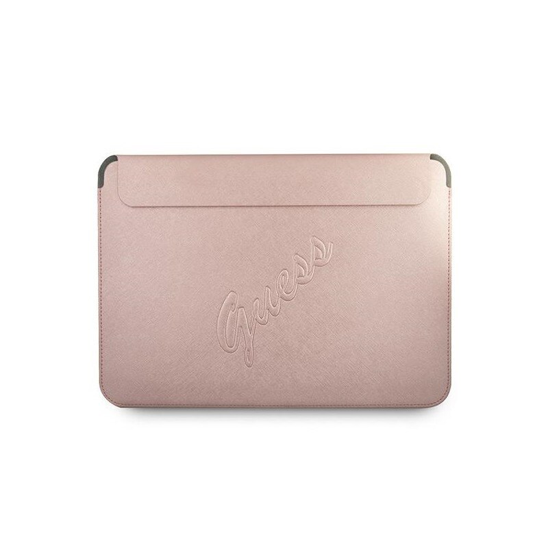 Husa Premium Guess Sleeve Saffiano Scrip Compatibila Cu Laptop / Macbook Pro / Air 13inch, Rose Gold