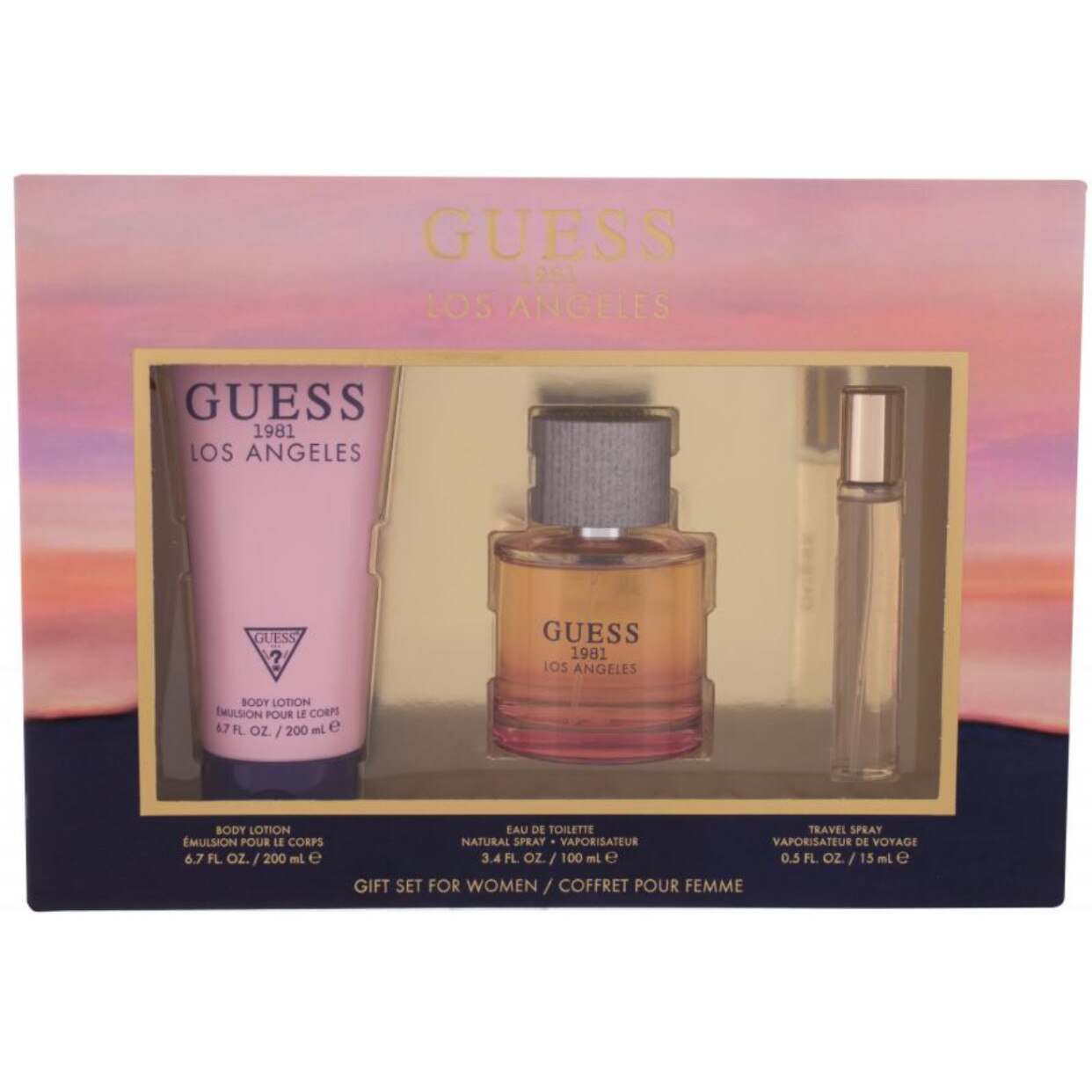 Set Dama GUESS 1981 LOS ANGELES apa de toaleta 100 ml, lotiune de corp 200 ml, apa de toaleta 15 ml