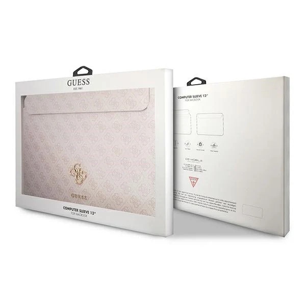 Husa Premium Guess Sleeve Big Logo Compatibila Cu Laptop / Macbook Pro / Air 13inch, Roz