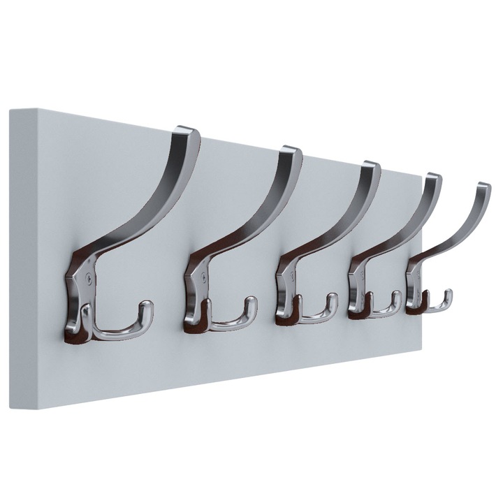 Cuier PICO, PVC, 15 x 70 cm, Crom/Gri deschis