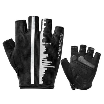 Manusi reflectorizante pentru ciclism, Rockbros, Nylon, Negru/Alb, XL Manusi reflectorizante pentru ciclism, Rockbros, Nylon, Negru/Alb, XL