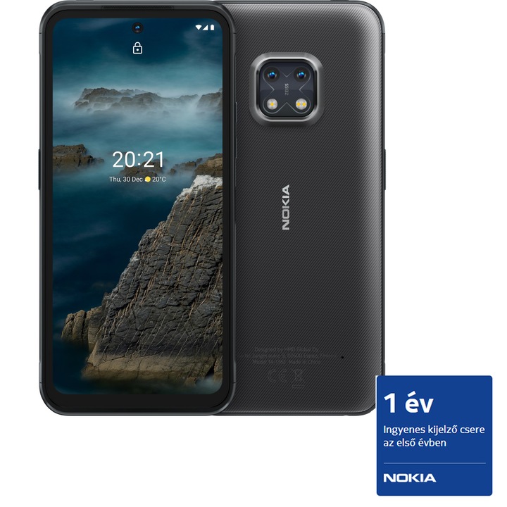 Nokia XR20 Mobiltelefon, Kártyafüggetlen, 128GB, 6GB RAM, Dual SIM, 5G, Gránitszürke
