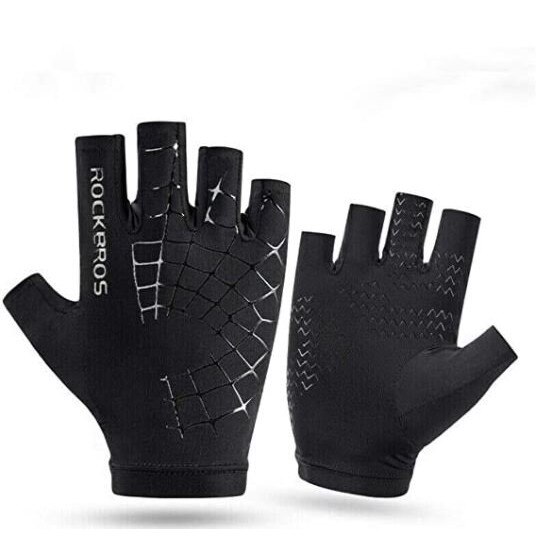 Manusi reflectorizante pentru ciclism, Rockbros, S202, Poliester, Negru, L