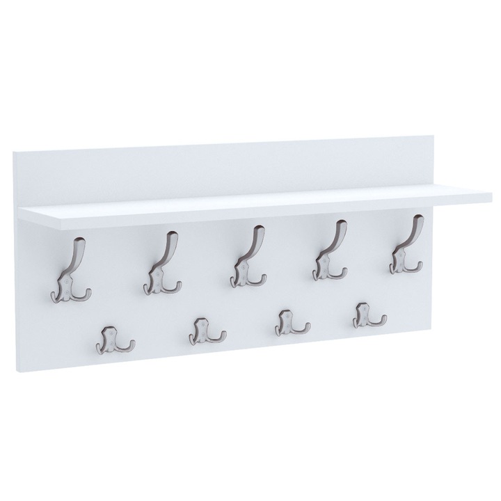 Cuier Verti White, MDF, Alb/Gri, 40x70 cm