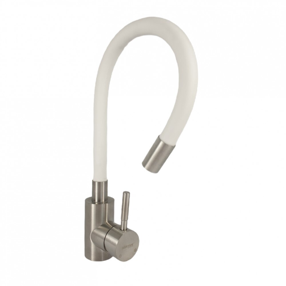 Baterie pentru Bucatarie Mixxus SUS-011 Refl White, Monocomanda, Cartus Ceramic 40 mm, Otel, Alb