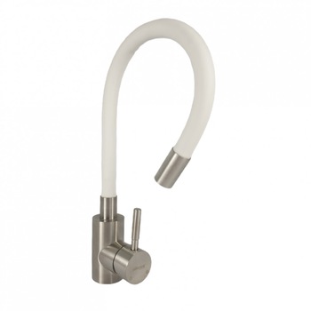 Baterie pentru Bucatarie Mixxus SUS-011 Refl White, Monocomanda, Cartus Ceramic 40 mm, Otel, Alb Baterie pentru Bucatarie Mixxus SUS-011 Refl White, Monocomanda, Cartus Ceramic 40 mm, Otel, Alb