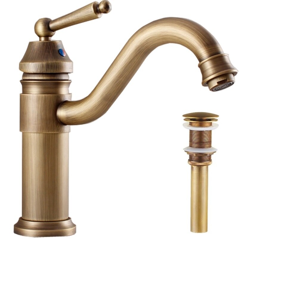 Set baterie lavoar bronz antichizat si ventil scurgere, Smack , smk1724 D -1