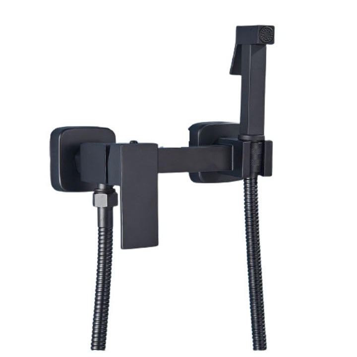 Robinet tip dus pentru bideu sau wc, Negru Mat