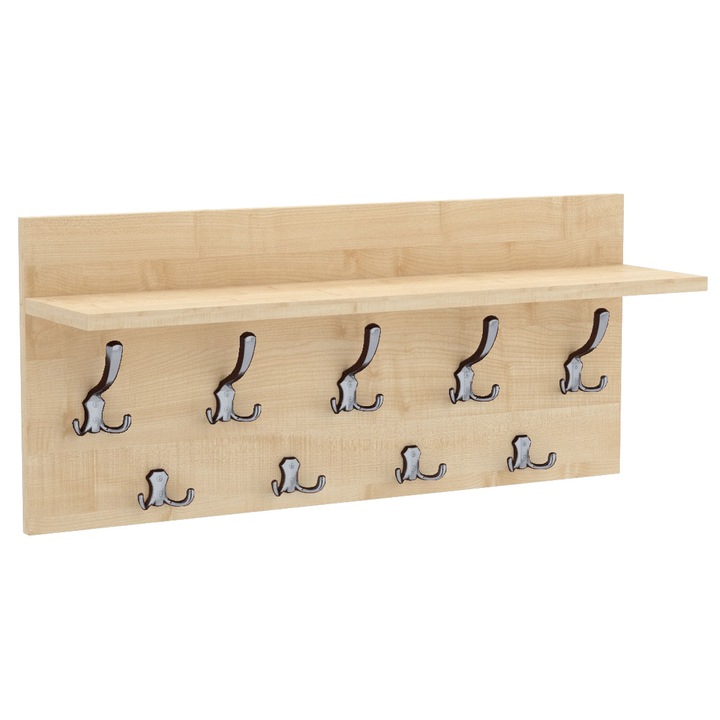 Cuier Verti Maple, MDF, Maro/Crom, 40x70 cm