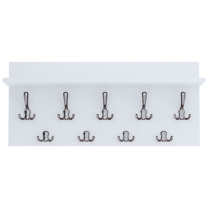 Cuier Verti White, MDF, Alb/Crom, 40x80 cm