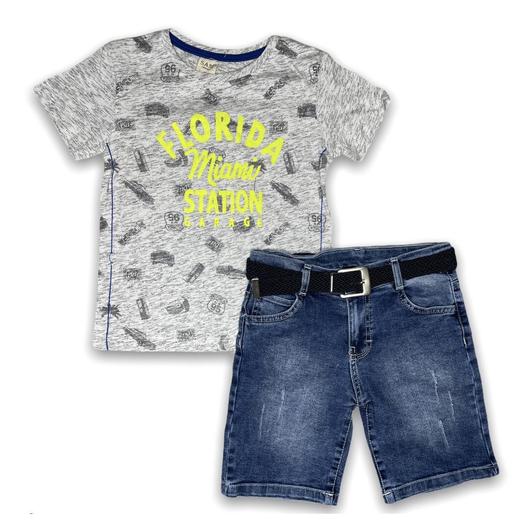 Compleu Baieti de Vara, Gri Albastru, 8 ani