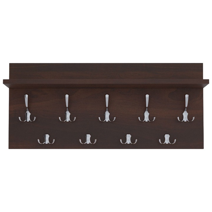 Cuier Verti Walnut, MDF, Maro/Crom, 40x90 cm