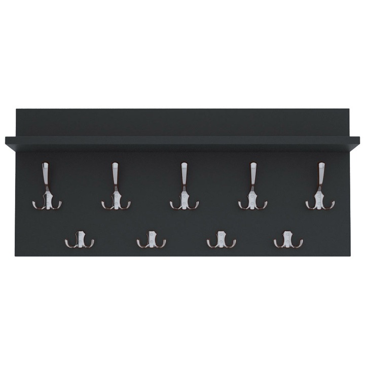 Cuier Verti Anthracite, MDF, Negru/Crom, 40x80 cm