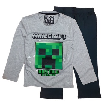 Pijama Minecraft Mojang Hostile, Gri / Negru Pijama Minecraft Mojang Hostile, Gri / Negru
