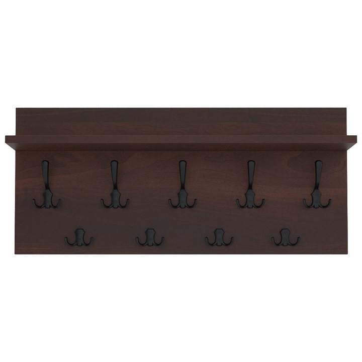 Cuier Verti Walnut, MDF, Maro/Negru, 40x70 cm