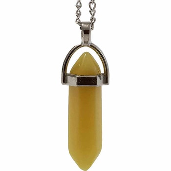 Pandantiv Jad galben set cu lantisor argintiu, pietre semipretioase galbene care simbolizeaza intelegerea in relatia de dragoste, dama si barbati, cristal cu dublu varf 34 mm Pandantiv Jad galben set cu lantisor argintiu, pietre semipretioase galbene care simbolizeaza intelegerea in relatia de dragoste, dama si barbati, cristal cu dublu varf 34 mm