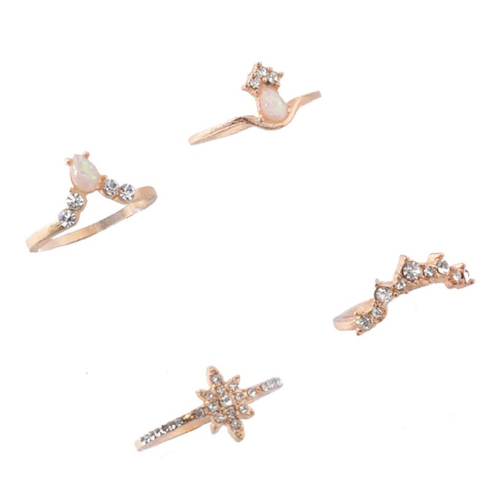 Set 10 inele, aurii, cu pietre, Bosse C5, Pursehuit