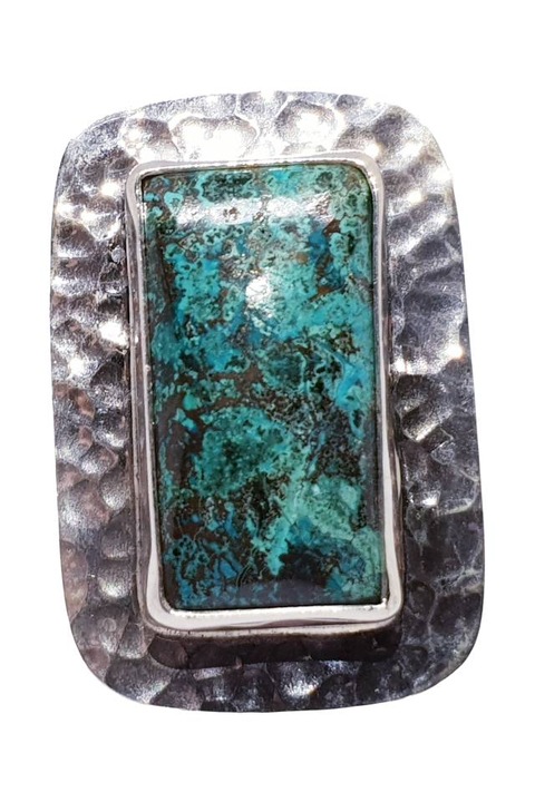 Inel dama, argint 925, cu Turcoaz stratificat natural, model Statement, masura 9