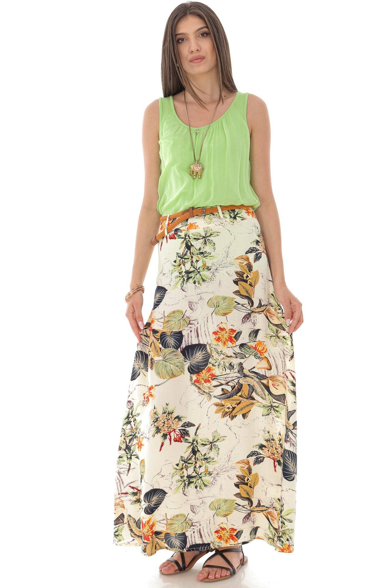 Fusta, ROH FR496, maxi, cu imprimeu floral,