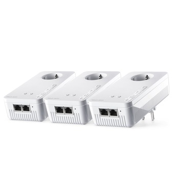 Set cu 3 adaptoare WiFi Mesh, devolo Mesh WiFi 2 Multiroom Kit, 1200 Mbps, Access Point, WiFi booster, 4x Gigabit Port, alb Set cu 3 adaptoare WiFi Mesh, devolo Mesh WiFi 2 Multiroom Kit, 1200 Mbps, Access Point, WiFi booster, 4x Gigabit Port, alb