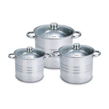Set 3 Oale Inox cu Capac, 8.8, 10.6, 12.6 Litri, 6 piese, Baza triplustratificata Set 3 Oale Inox cu Capac, 8.8, 10.6, 12.6 Litri, 6 piese, Baza triplustratificata