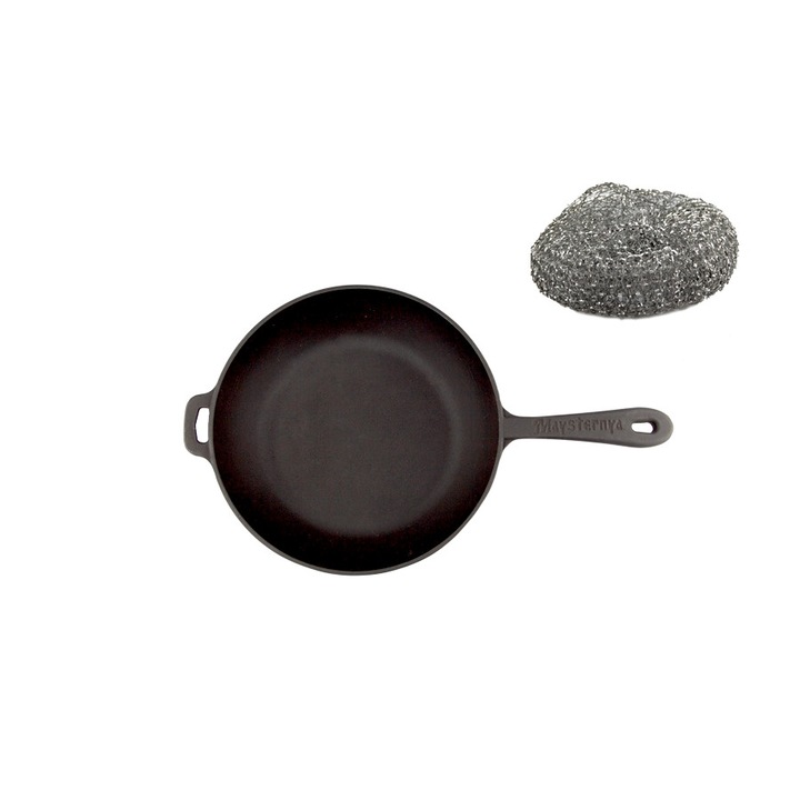 Tigaie fonta 26xh6cm cu burete sarma