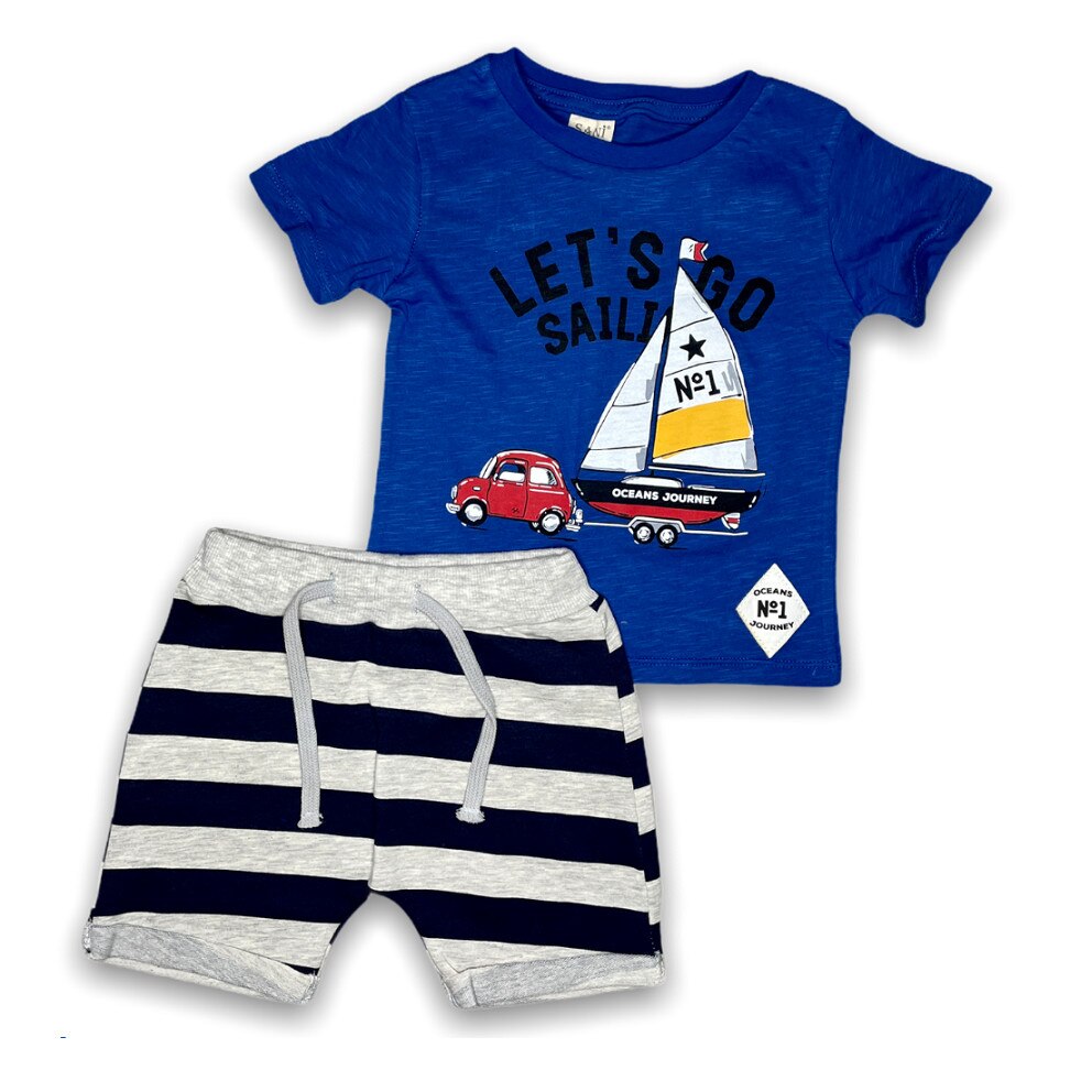 Compleu sport baieti bumbac modern, albastru, Albastru