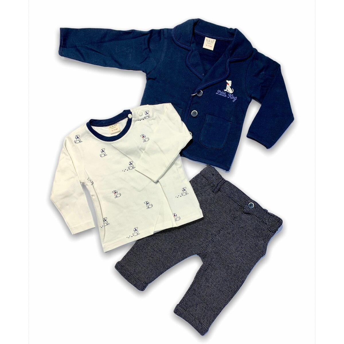 Compleu baieti, casual modern, 3 piese, bleumarin, Bleumarin