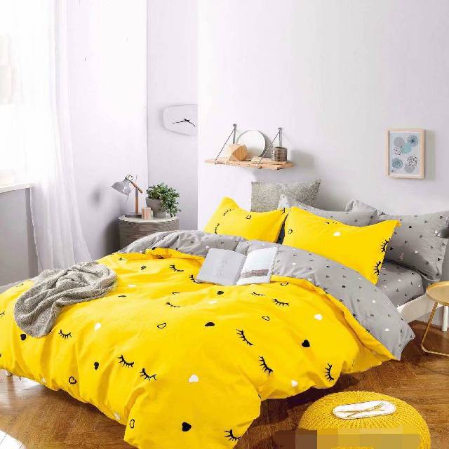 Lenjerie 6 piese din Bumbac Finet, model Yellow, 235 x 240