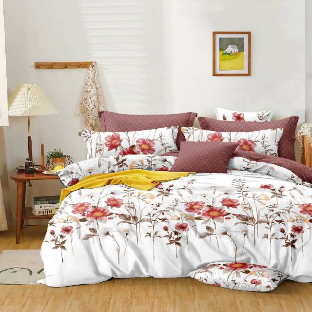 Lenjerie 6 piese din Bumbac Finet, model Flowers 5, 235 x 240