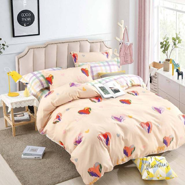 Lenjerie 6 piese din Bumbac Finet, model Hearts 6, 235 x 240