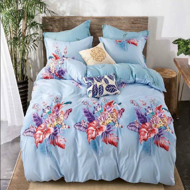 Lenjerie 6 piese din Bumbac Finet, model Plants, 235 x 240