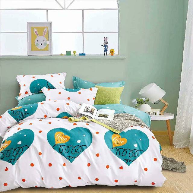 Lenjerie 6 piese din Bumbac Finet, model I love you, 235 x 240