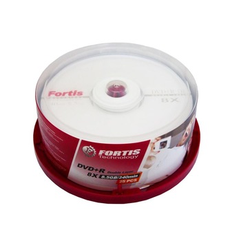 DVD+R Fortis Double Layer, 8.5GB, 8x, 25 buc DVD+R Fortis Double Layer, 8.5GB, 8x, 25 buc