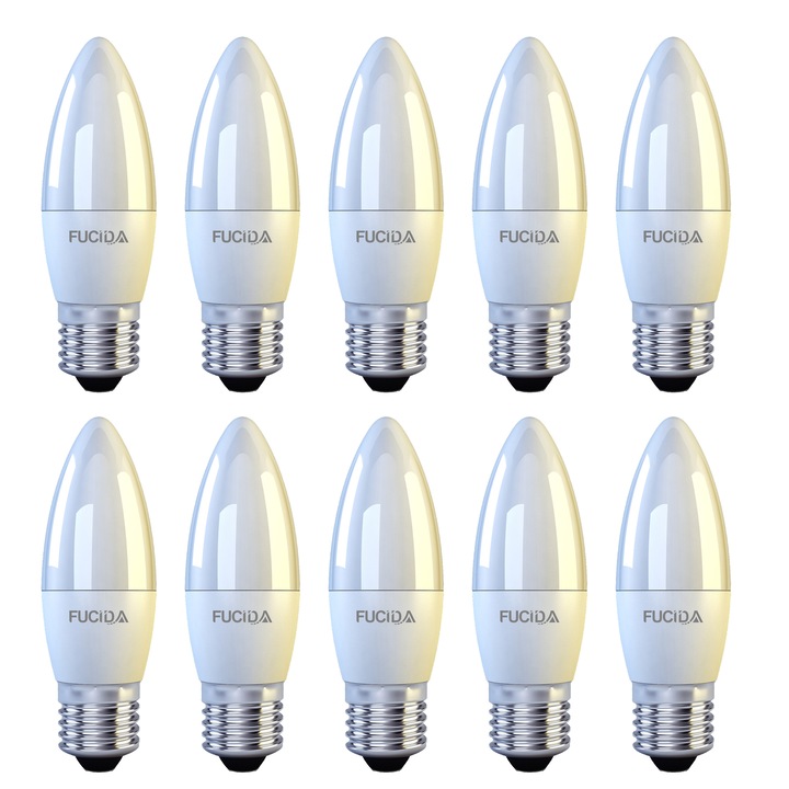 Fucida LED izzó készlet, C37, 8W (75W), 800Lm, E27, 4000K, 10 db