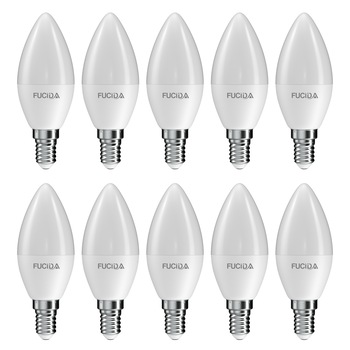 Set 10 Becuri Led, C37, 8W (75W), 800Lm, E14, 6500K, Fucida Set 10 Becuri Led, C37, 8W (75W), 800Lm, E14, 6500K, Fucida