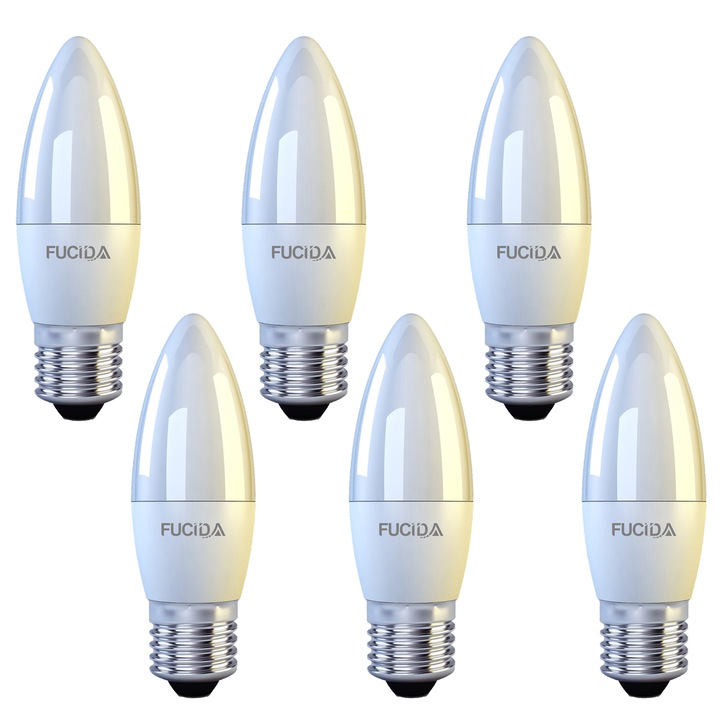 Fucida LED izzó készlet, C37, 8W (75W), 800Lm, E27, 4000K, 6 db