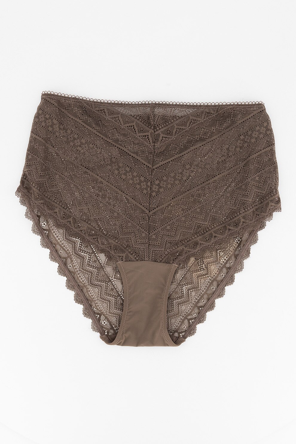 ESPRIT Bodywear, Chiloti din dantela cu talie inalta, Taupe, M