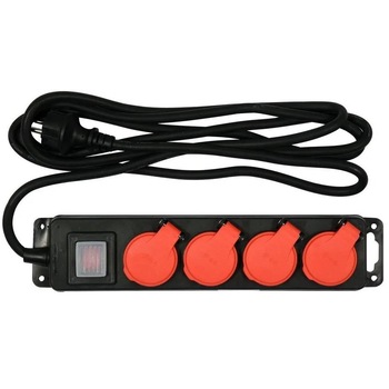 Prelungitor cu 4 locasuri, Yato YT-81241, lungime cablu 3m, max 3500W, cu impamantare, IP44 Prelungitor cu 4 locasuri, Yato YT-81241, lungime cablu 3m, max 3500W, cu impamantare, IP44