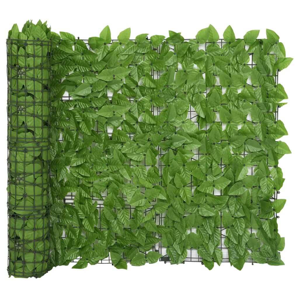 Paravan de balcon cu model cu frunze verzi vidaXL, Polietilena, 300 x 100 cm, Verde deschis