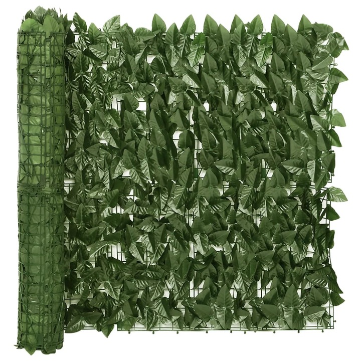 Paravan de balcon vidaXL, frunze verde inchis, 500x75 cm, 1.85 kg