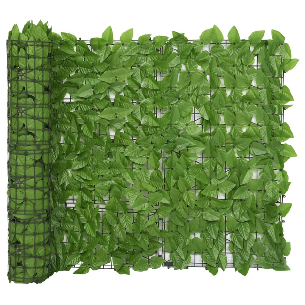 Paravan de balcon cu model cu frunze verzi vidaXL, Polietilena, 600 x 100 cm, Verde deschis