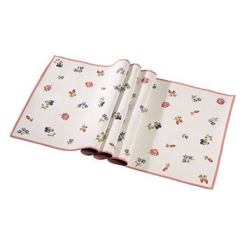 Traversa masa textil 49*143 cm Petite Fleur, alb, rosu, Villeroy and Boch Traversa masa textil 49*143 cm Petite Fleur, alb, rosu, Villeroy and Boch